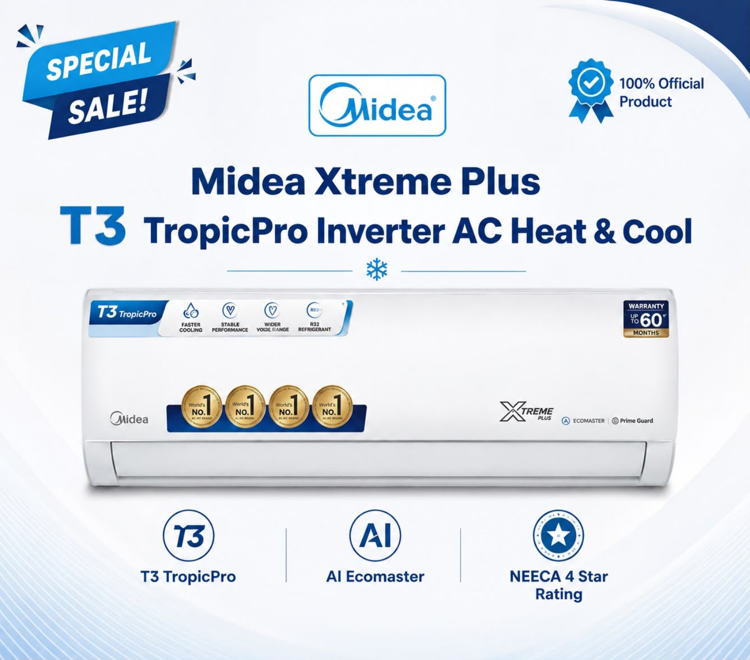 Midea MSEZ2B-12HRFN1-QC6 1 Ton